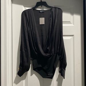 Zara Black Sheer long sleeve bodysuit